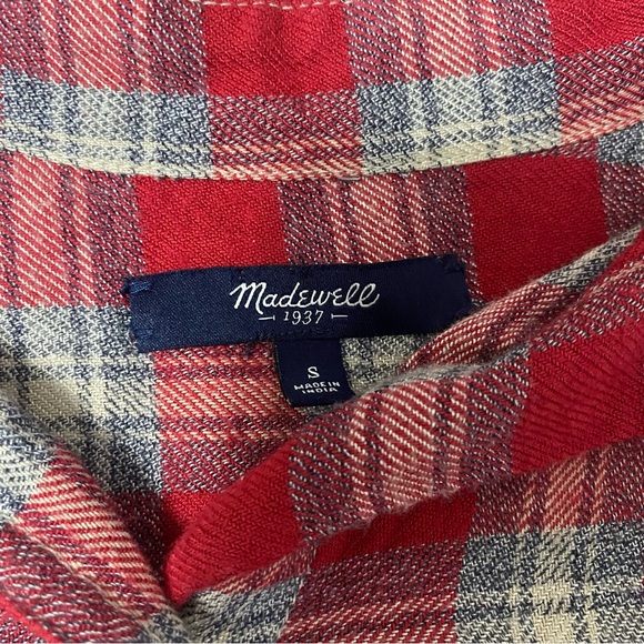 Madewell Ex-Boyfriend Fairfax Plaid Flannel Red Womens Small Button Down Shirt - Picture 9 of 9